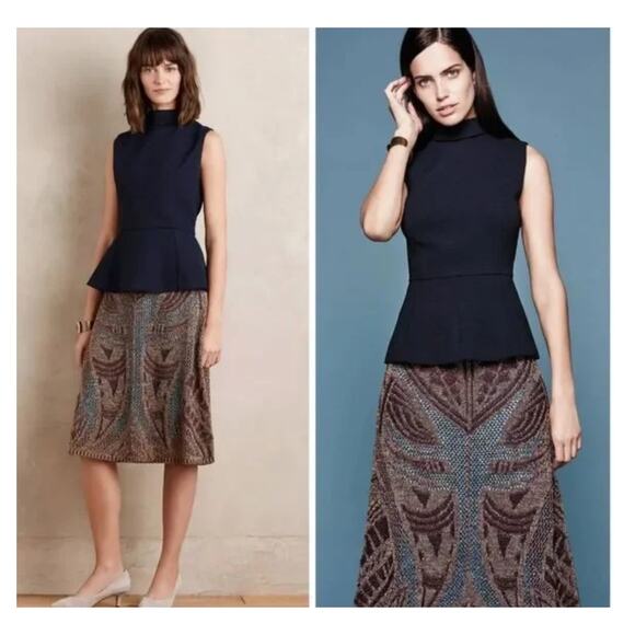 NWT Cecelia Prado Anthropologie Wine Bord Purple Knit Lumi Midi Skirt Size XS P - Picture 1 of 12